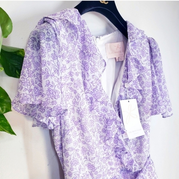 Gal Meets Glam Sophie Elegant Lavender Floral Maxi Dress Size 6 - Picture 10 of 14